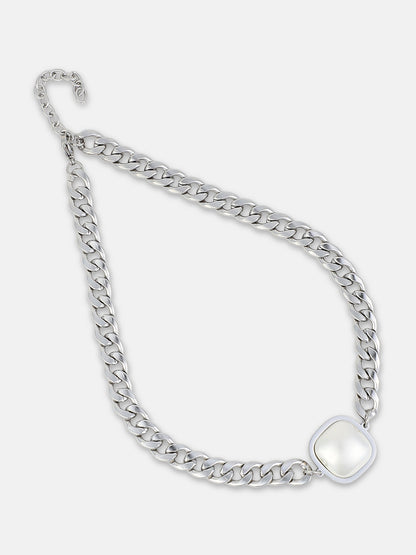 The Perla Chain Necklace - Metallic Silver