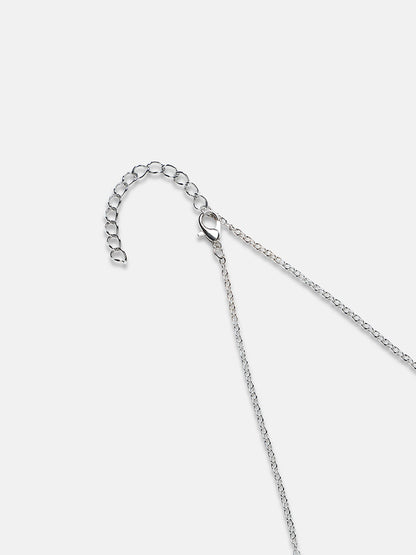 Silver-Plated Stones Studded Rose Necklace