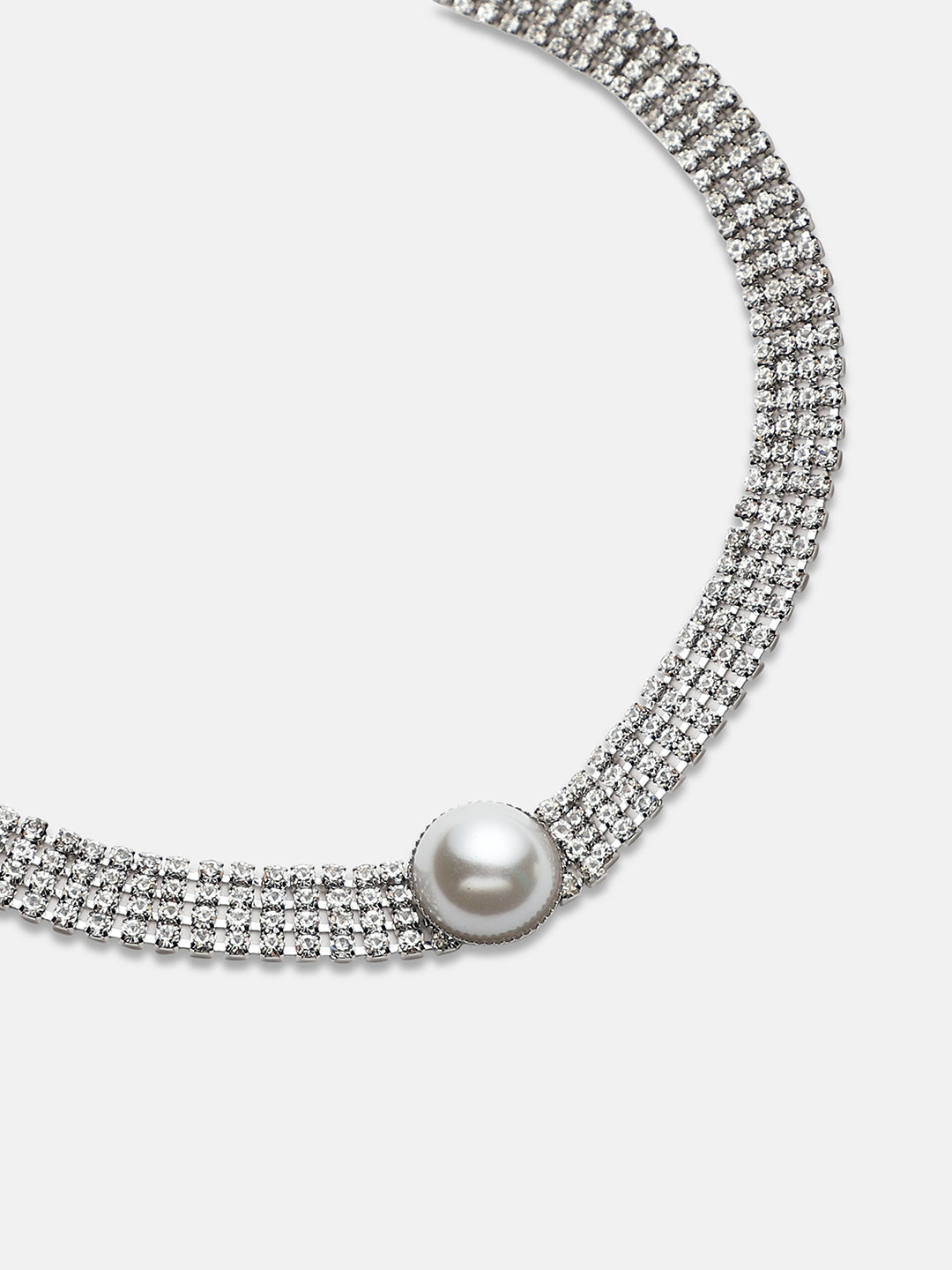 Silver-Plated Stones Studded Choker Necklace