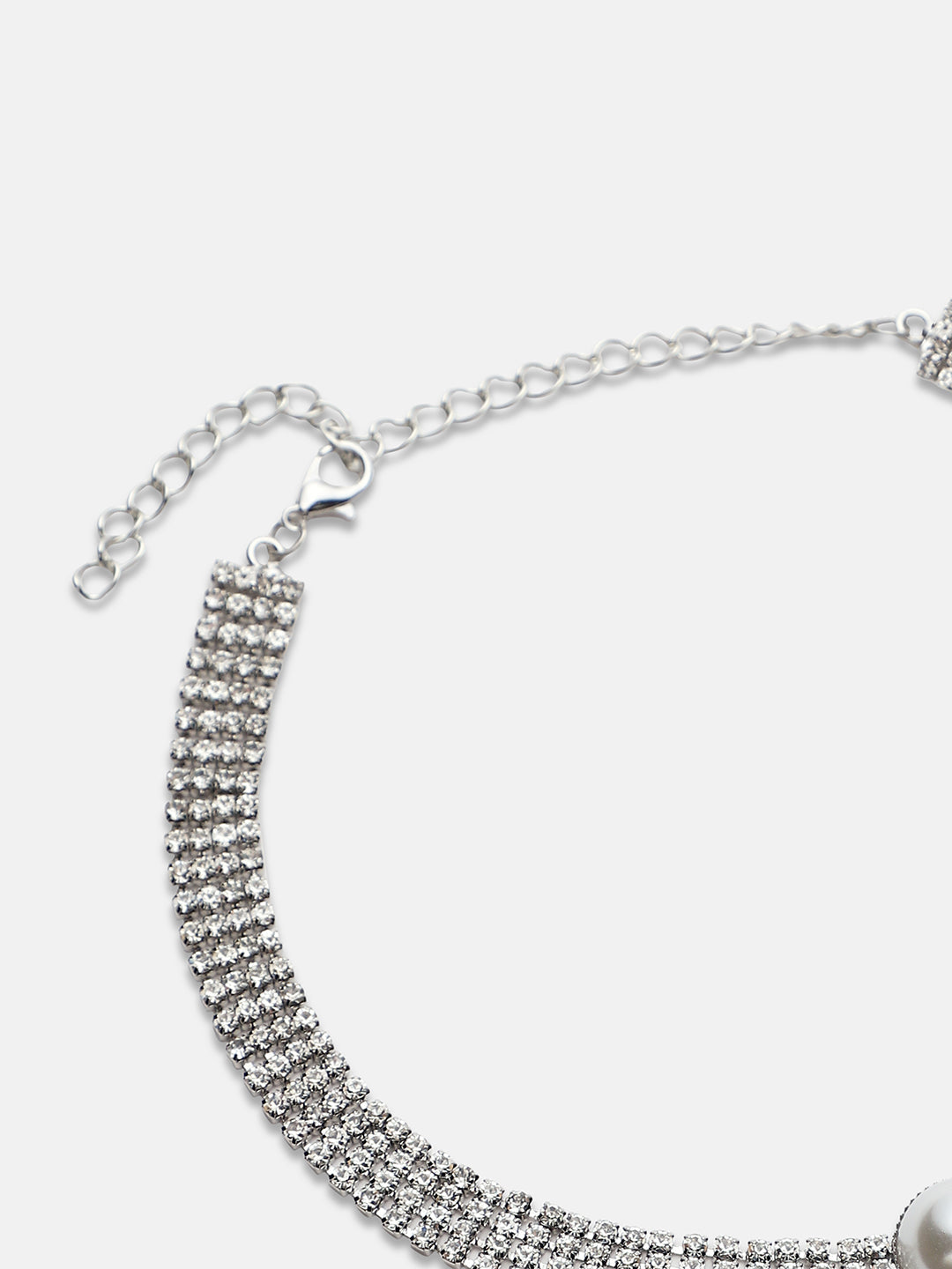 Silver-Plated Stones Studded Choker Necklace