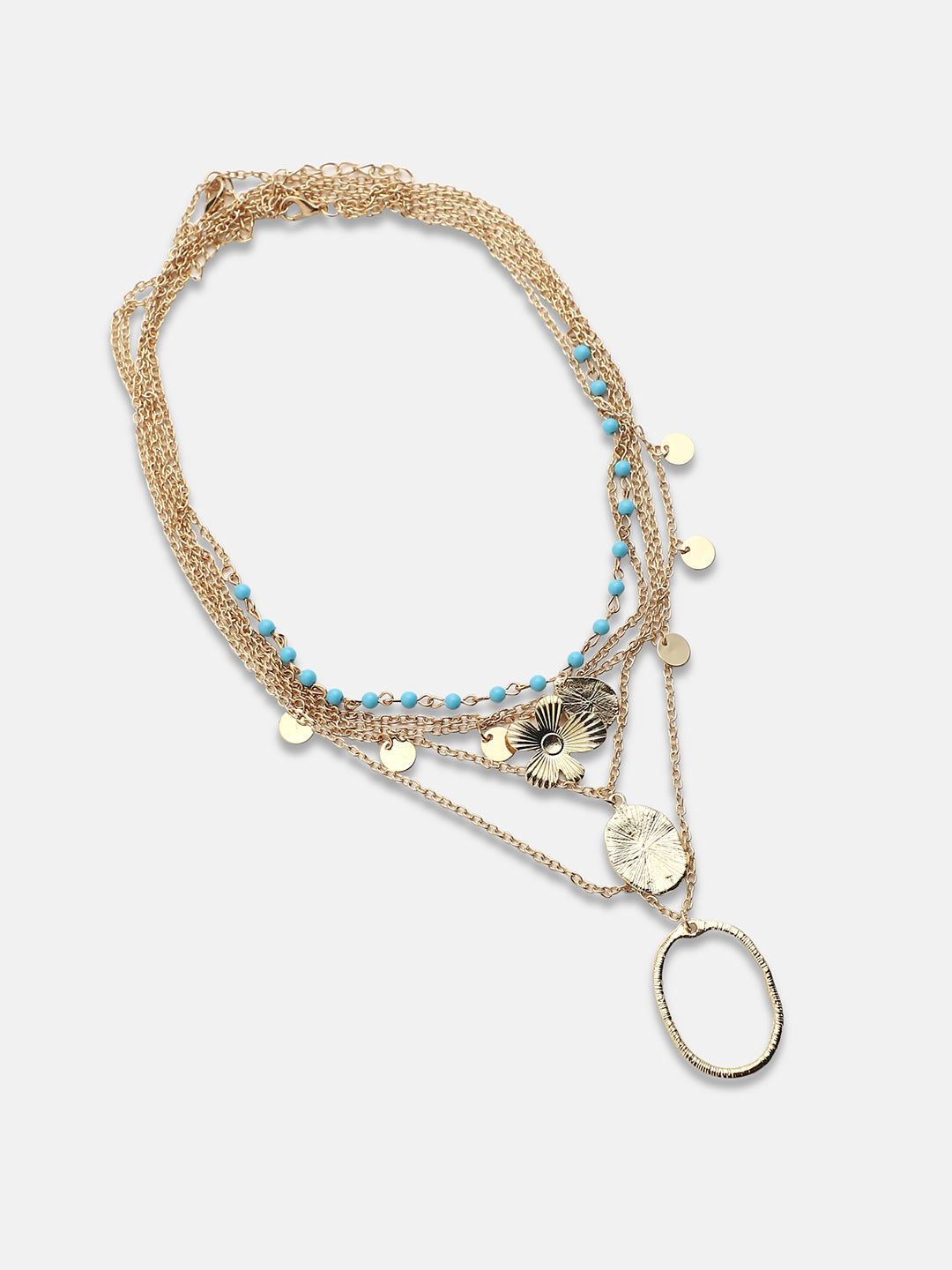 Gold-Plated Beads Beaded Layered Necklace