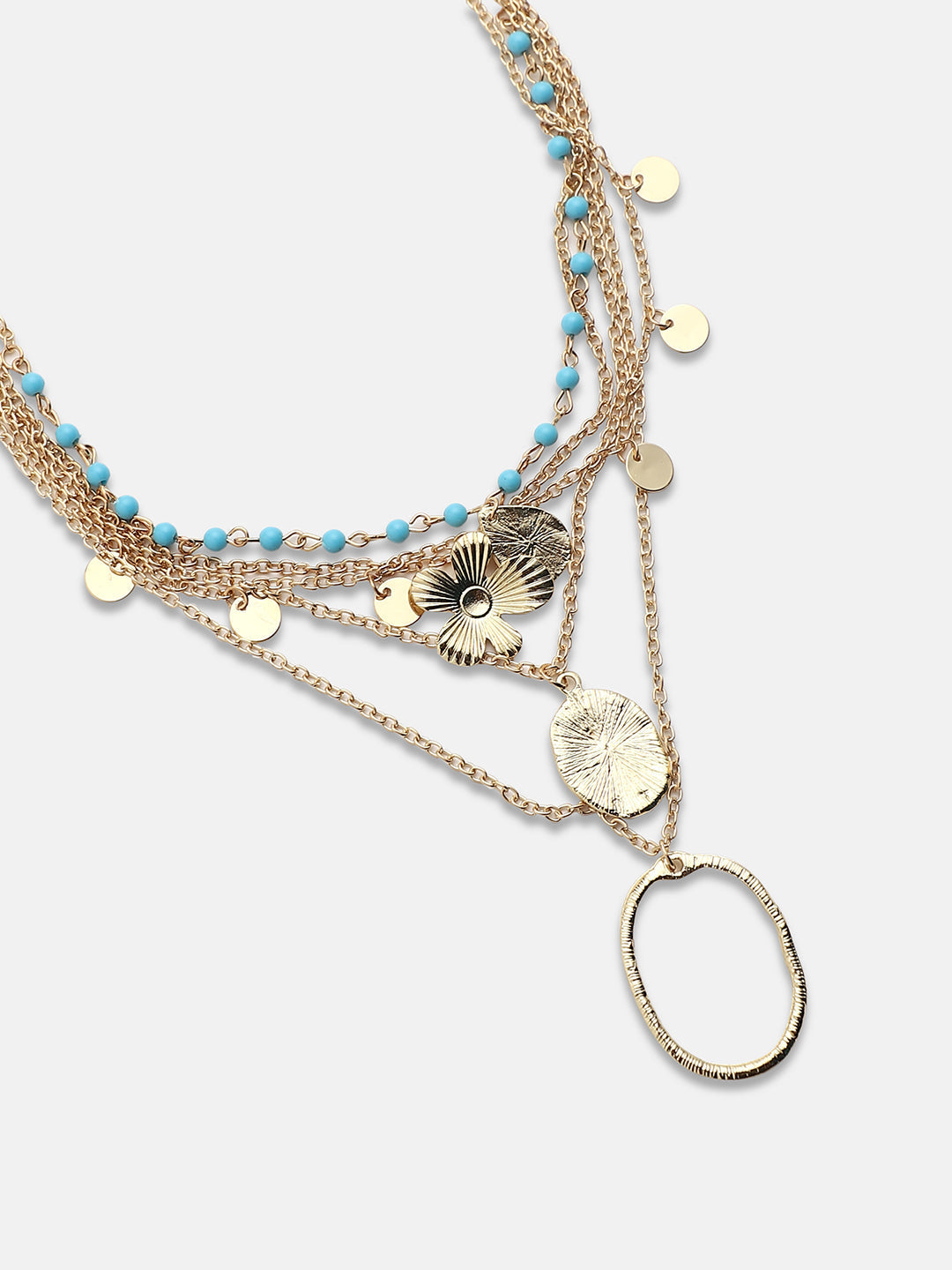 Gold-Plated Beads Beaded Layered Necklace