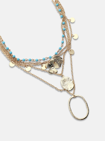 Gold-Plated Beads Beaded Layered Necklace
