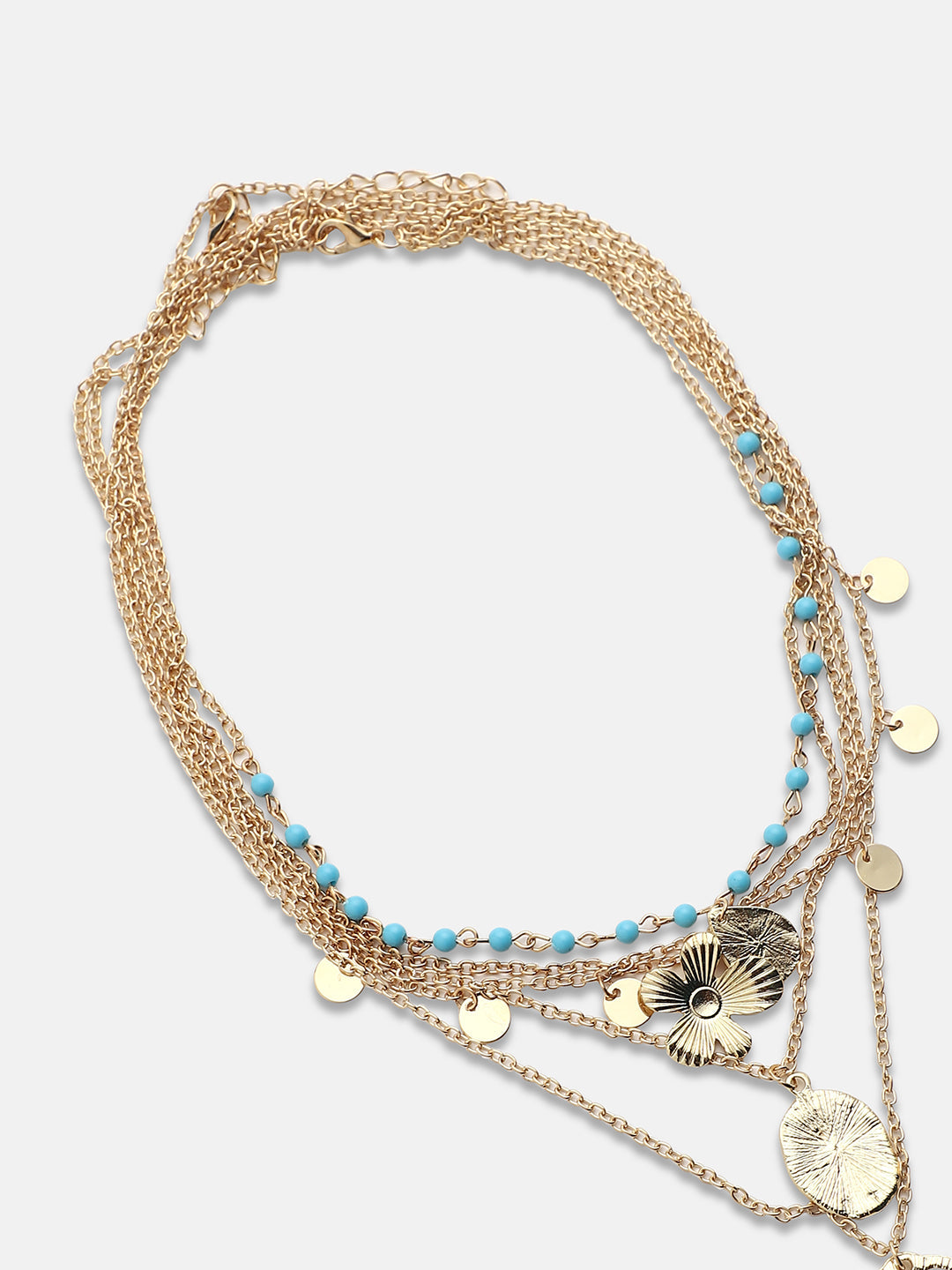 Gold-Plated Beads Beaded Layered Necklace