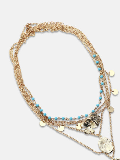 Gold-Plated Beads Beaded Layered Necklace