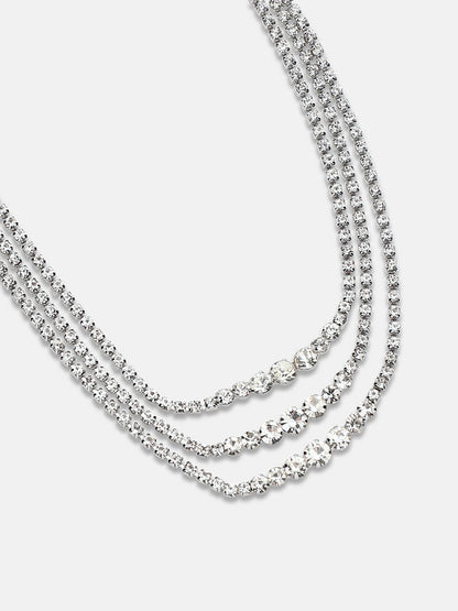 Silver-Plated Stones Studded Layered Necklace