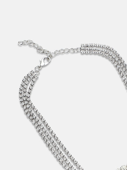 Silver-Plated Stones Studded Layered Necklace