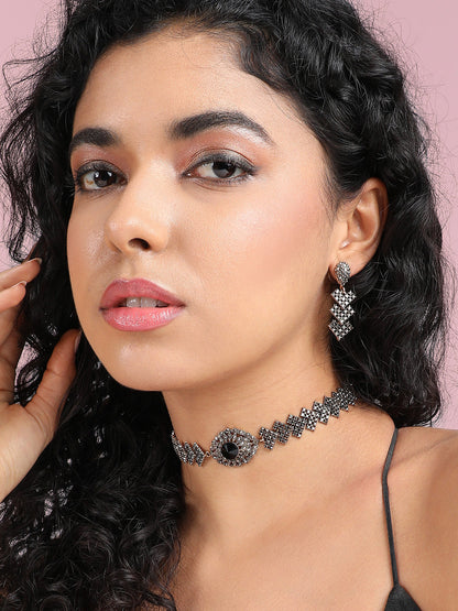 Gold-Plated Crystal-Studded Jewellery Set