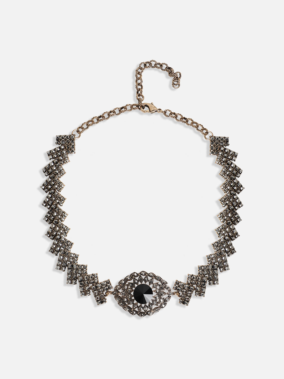 Gold-Plated Crystal-Studded Jewellery Set