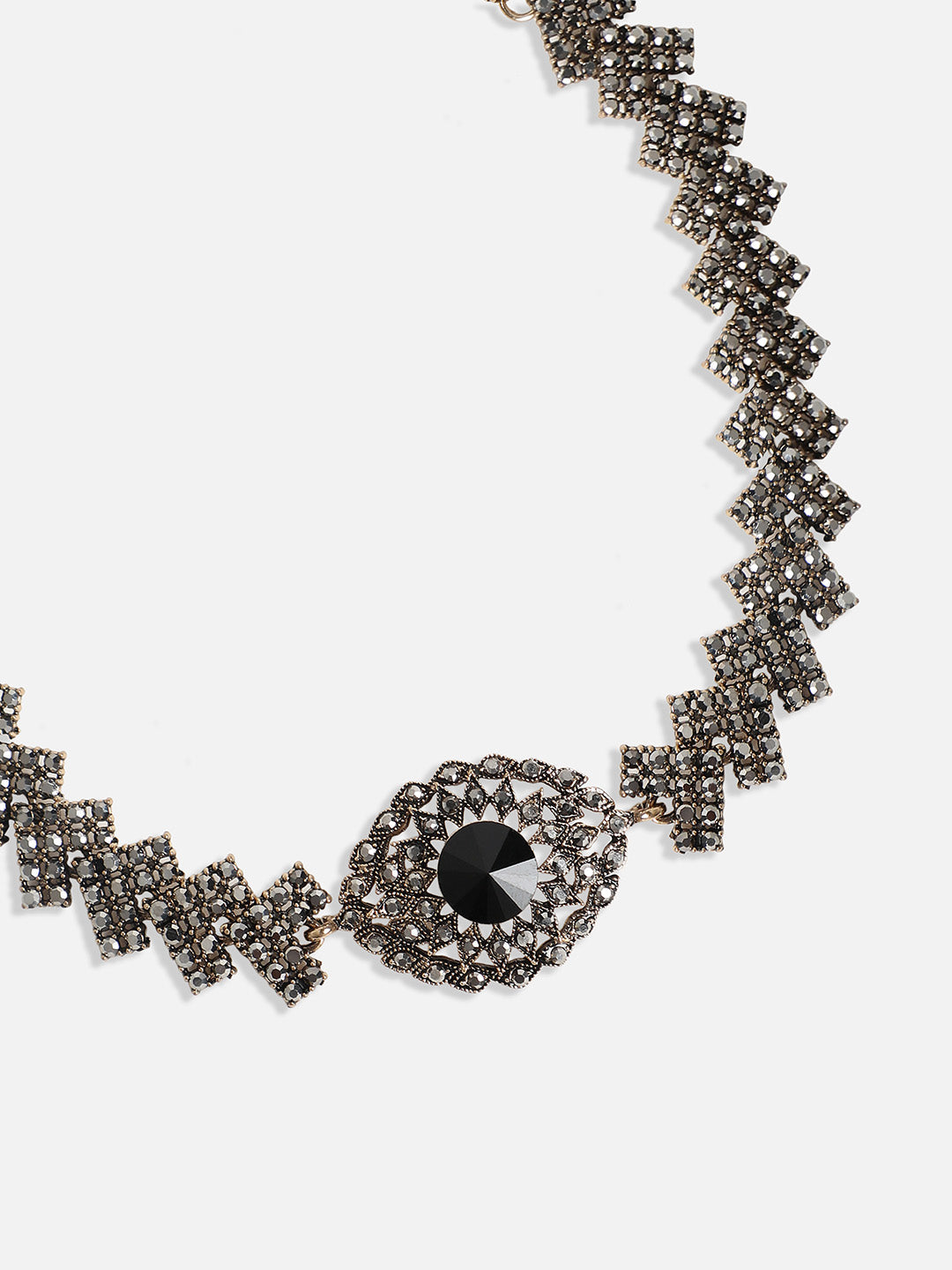 Gold-Plated Crystal-Studded Jewellery Set