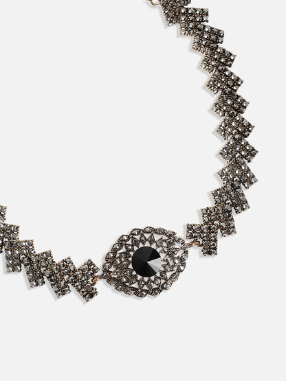 Gold-Plated Crystal-Studded Jewellery Set