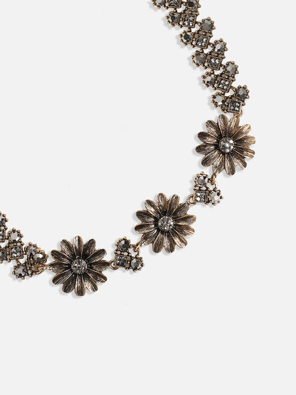 Gold-Plated Crystal-Stones Studded Daisy Statement Jewellery Set