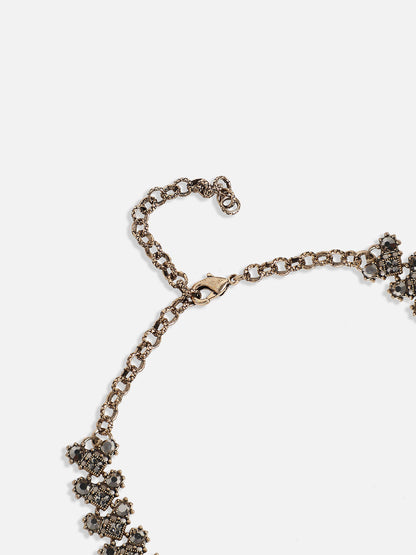 Gold-Plated Crystal-Stones Studded Daisy Statement Jewellery Set