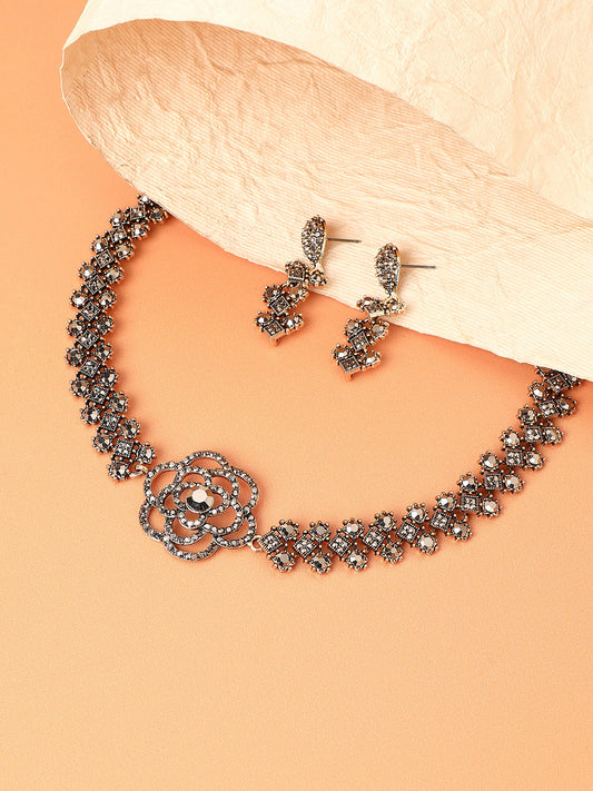 Gold-Plated Crystal-Studded Jewellery Set