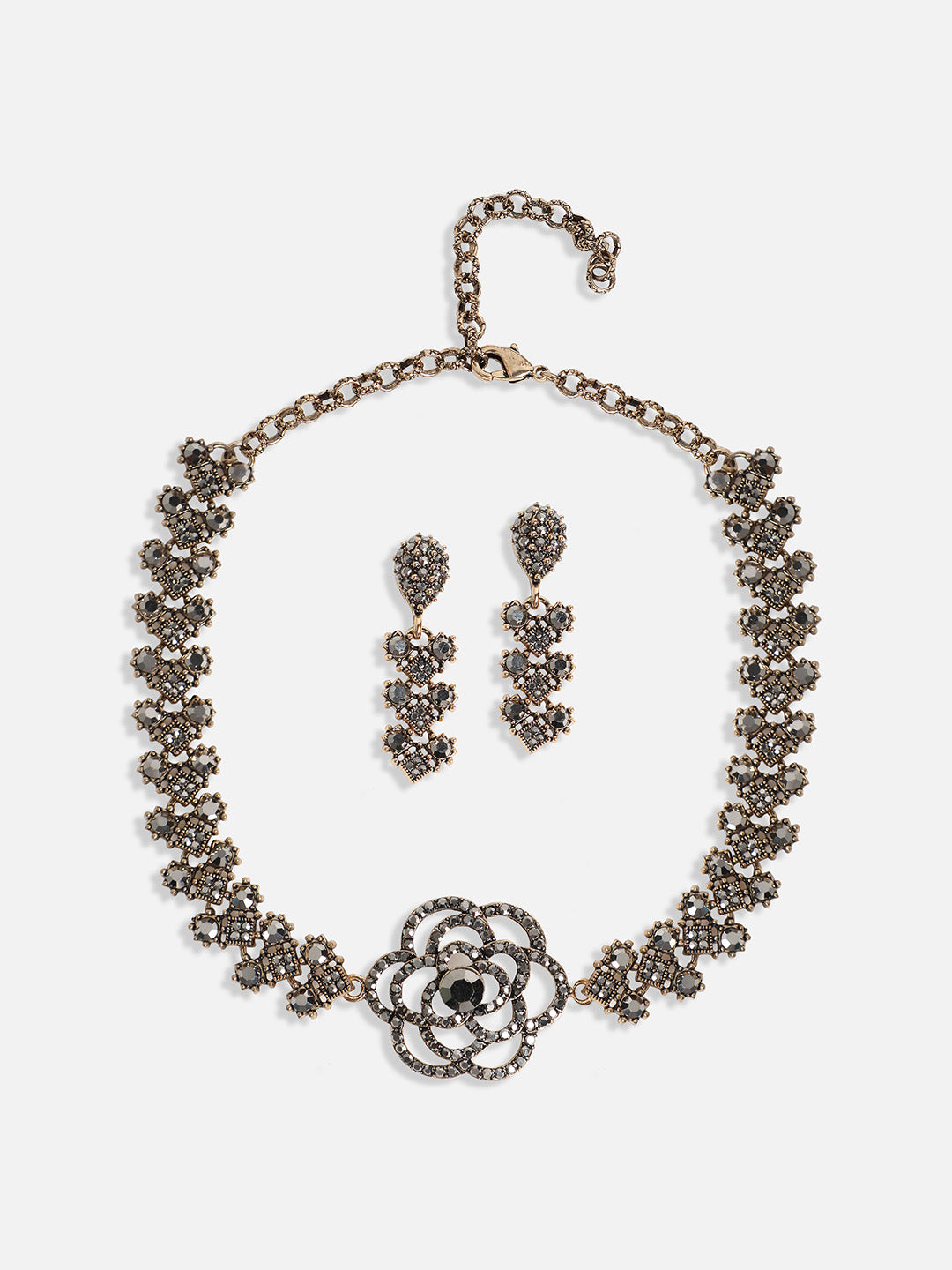 Gold-Plated Crystal-Studded Jewellery Set