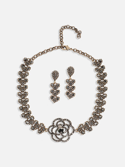 Gold-Plated Crystal-Studded Jewellery Set