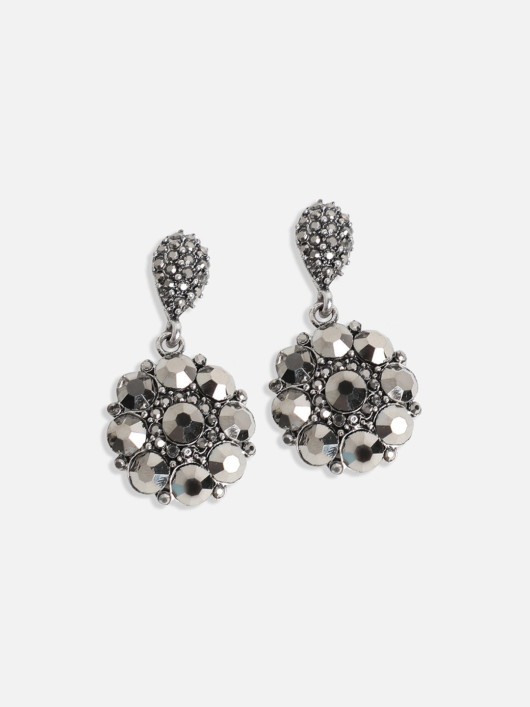 Silver-Plated Artificial Stones Studded Choker Jewellery Set