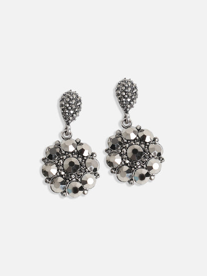Silver-Plated Artificial Stones Studded Choker Jewellery Set