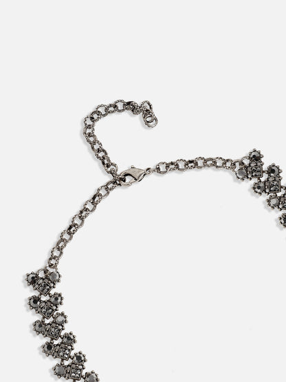 Silver-Plated Artificial Stones Studded Choker Jewellery Set