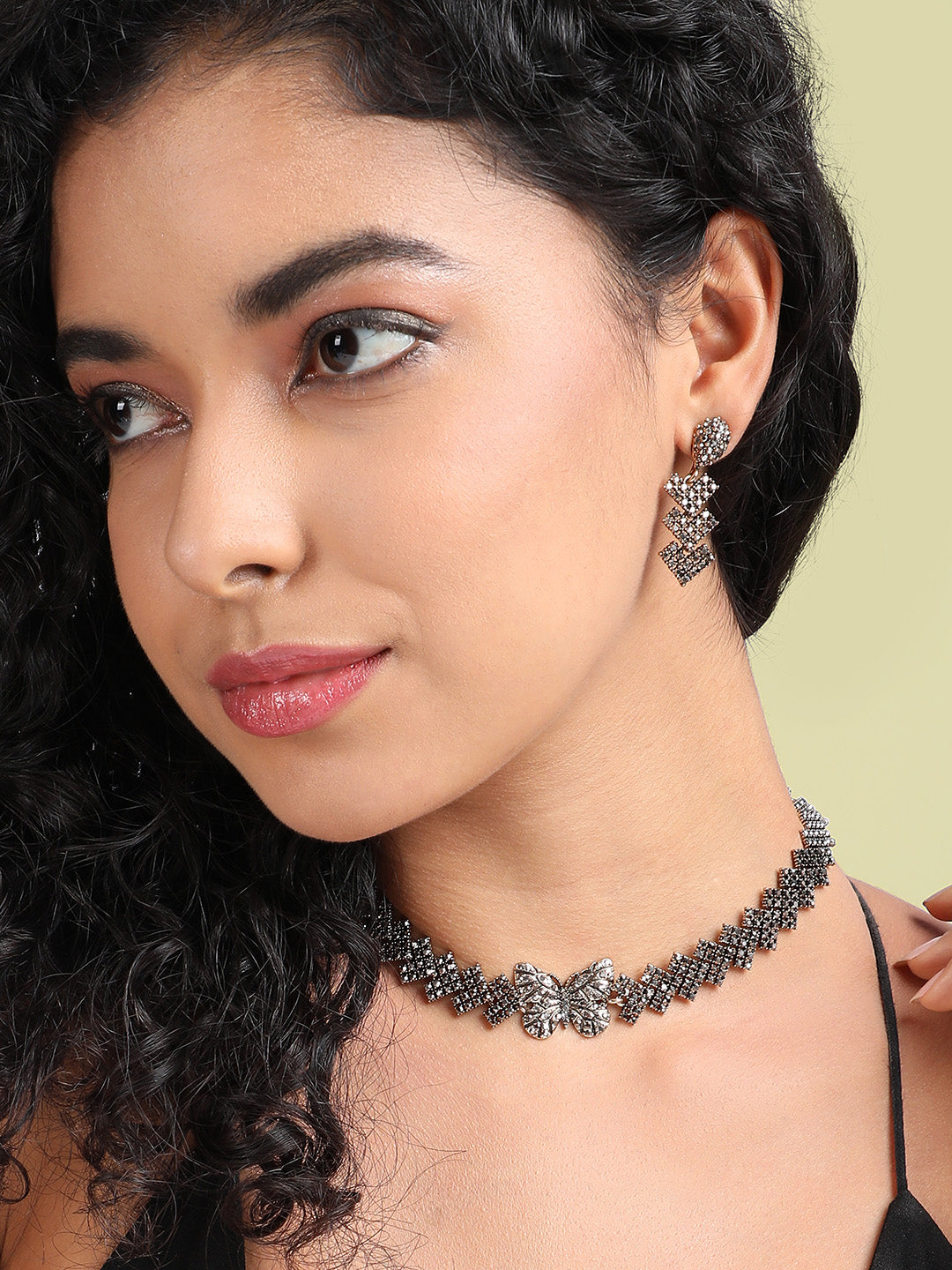 Gold-Plated Crystal-Studded Jewellery Set