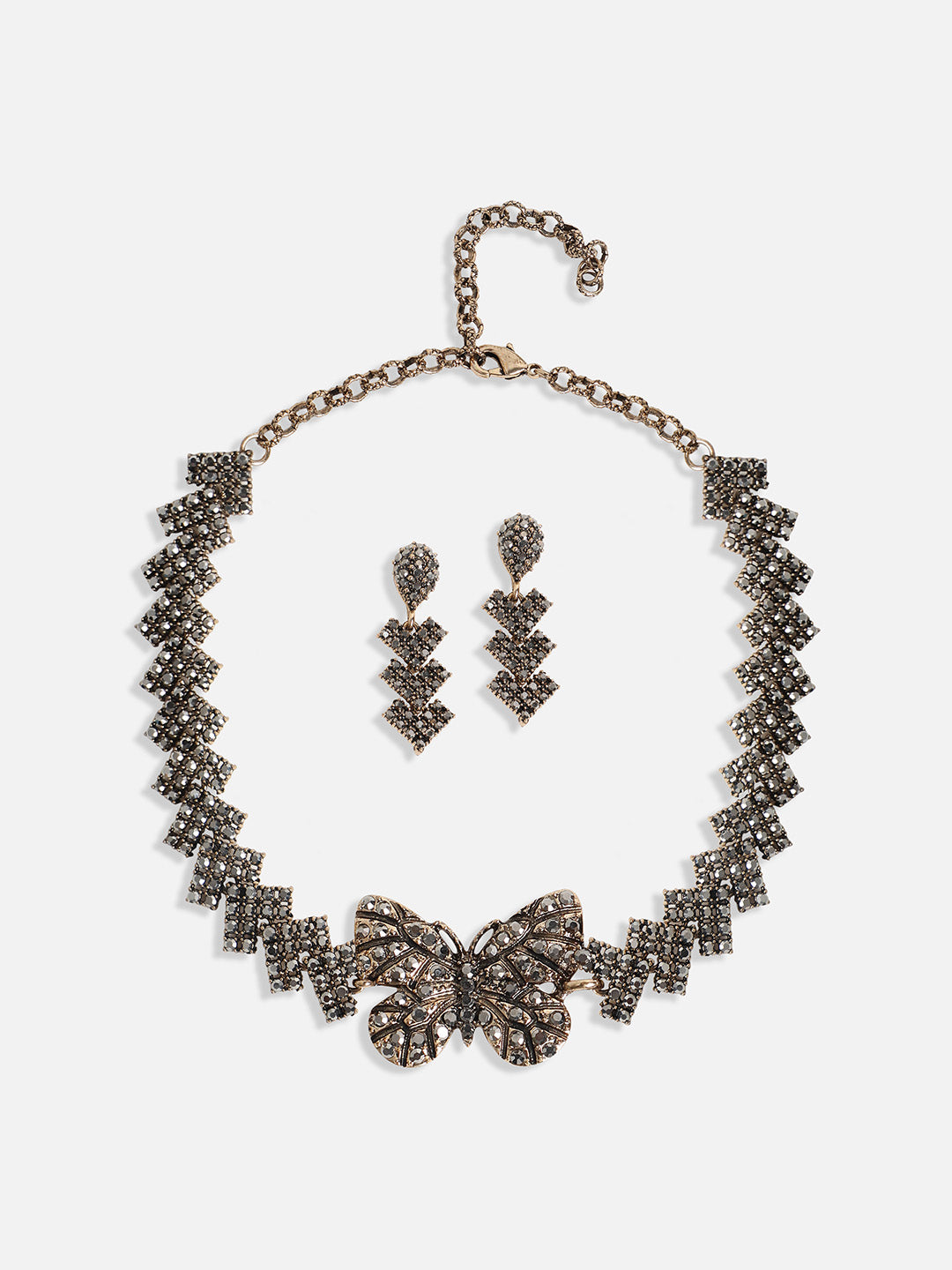 Gold-Plated Crystal-Studded Jewellery Set