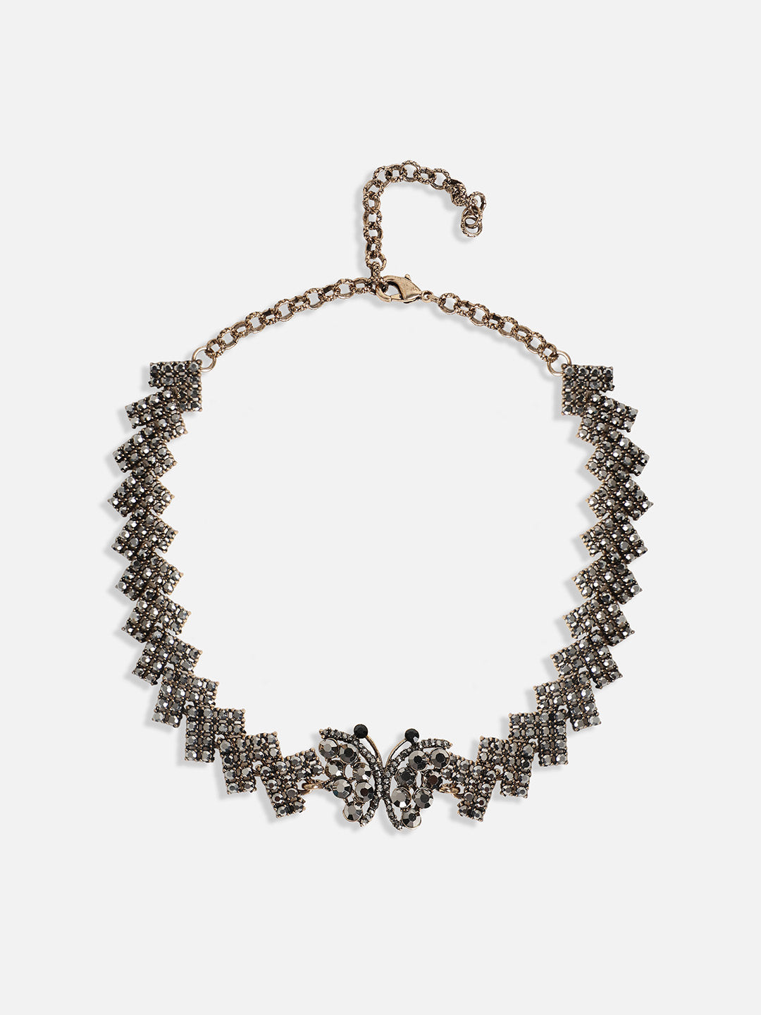 Gold-Plated Crystal-Studded Statement Jewellery Set