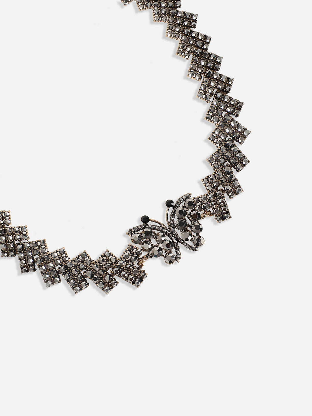 Gold-Plated Crystal-Studded Statement Jewellery Set