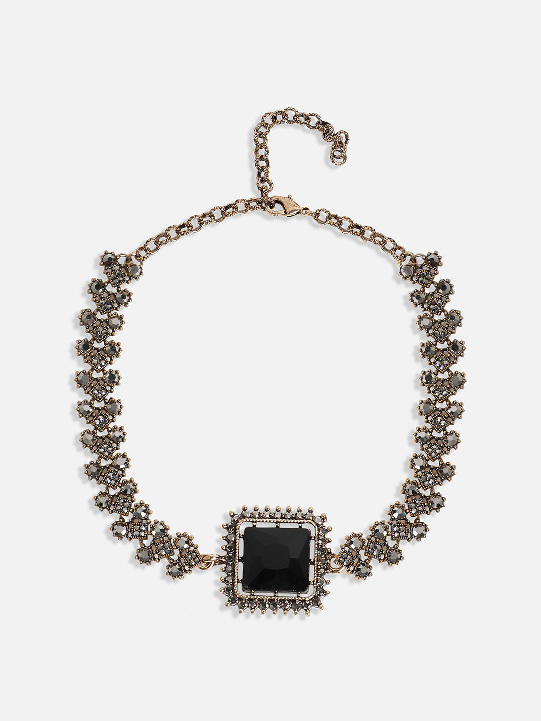 Gold-Plated Crystal-Stones Studded Statement Jewellery Set