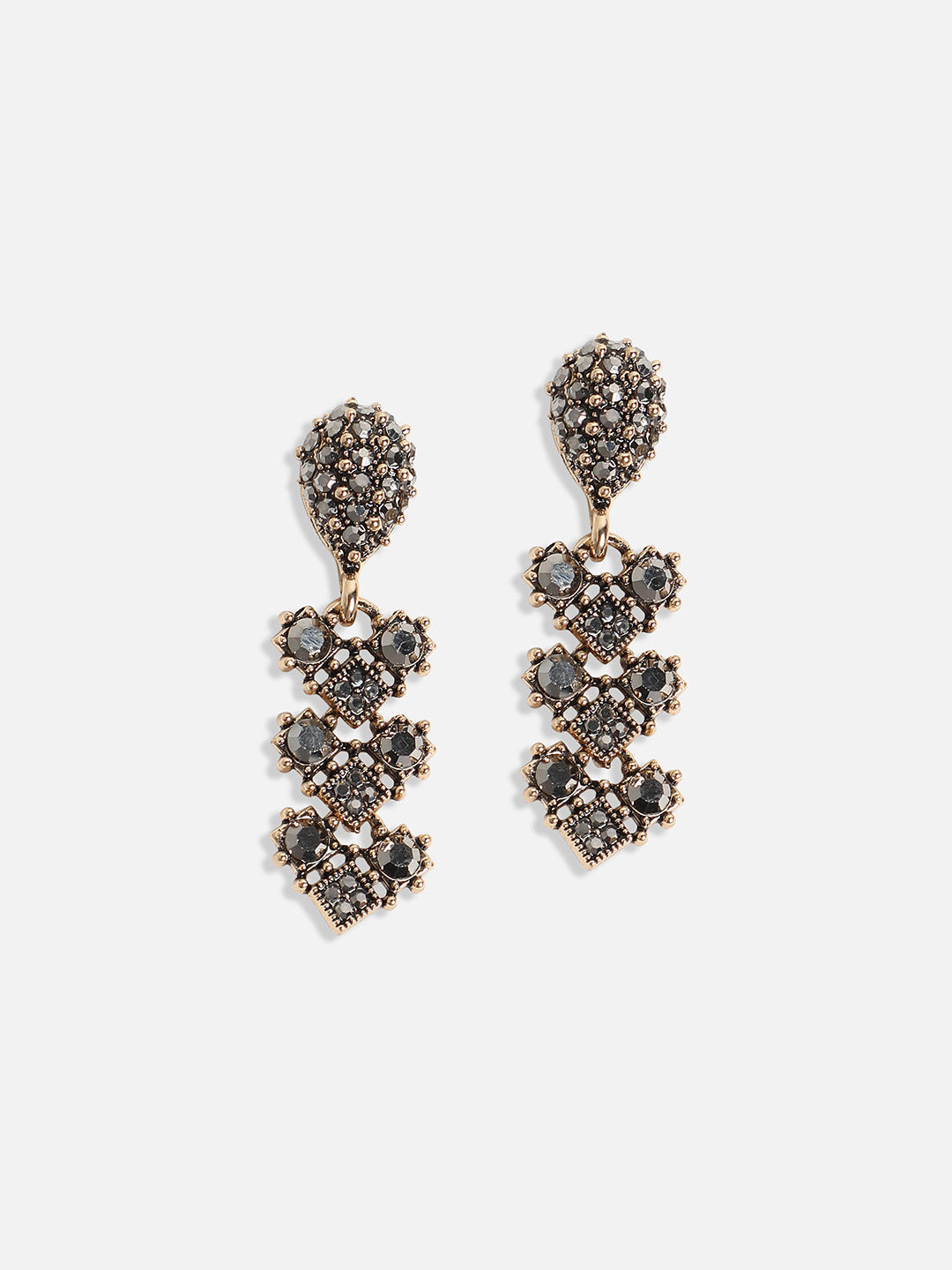 Gold-Plated Crystal-Stones Studded Statement Jewellery Set