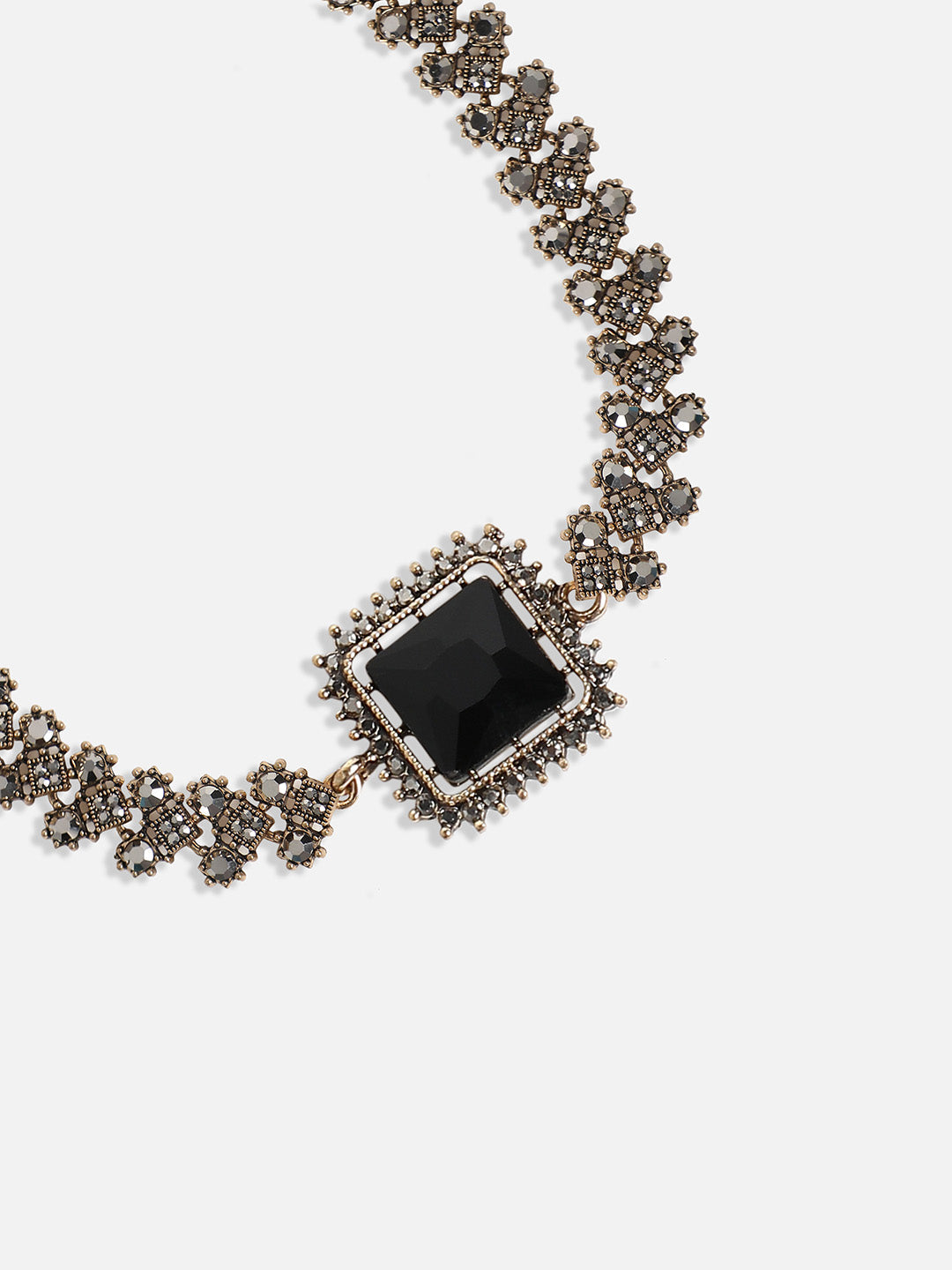 Gold-Plated Crystal-Stones Studded Statement Jewellery Set