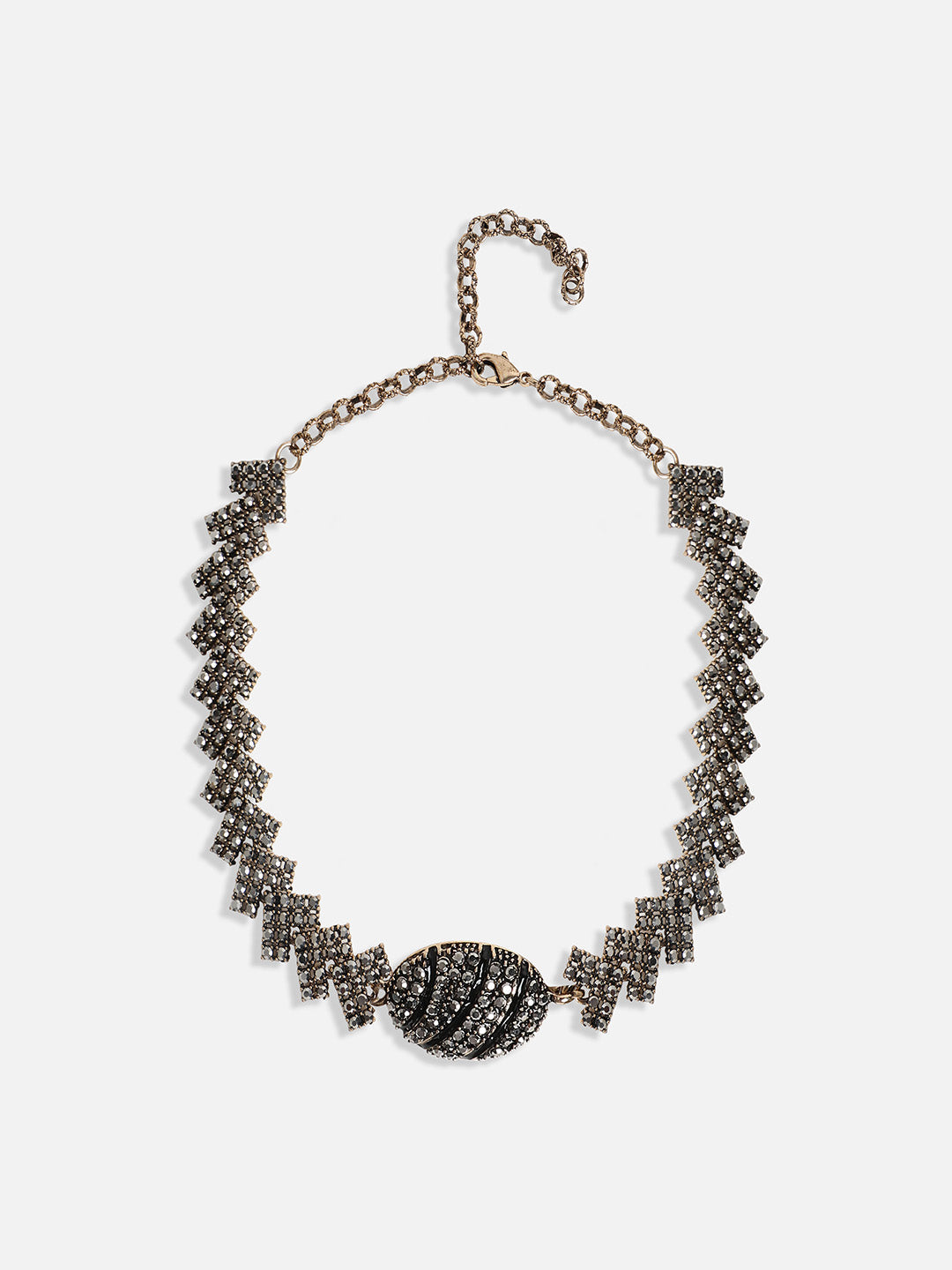 Gold-Plated Crystal-Studded Choker Jewellery Set