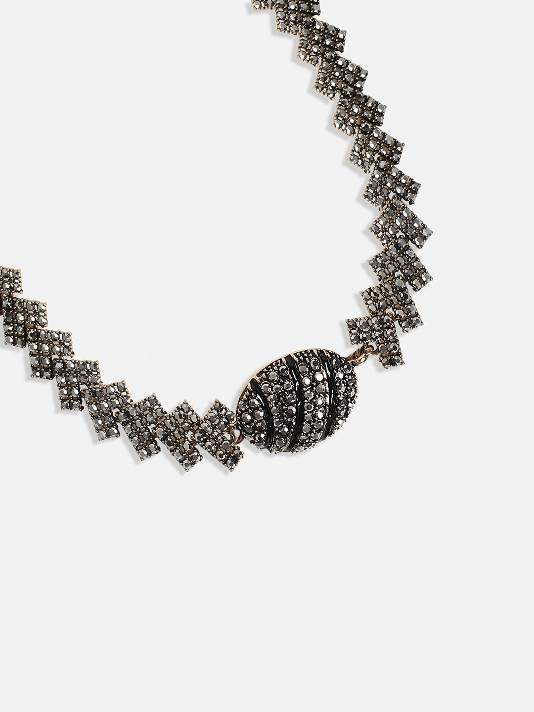 Gold-Plated Crystal-Studded Choker Jewellery Set
