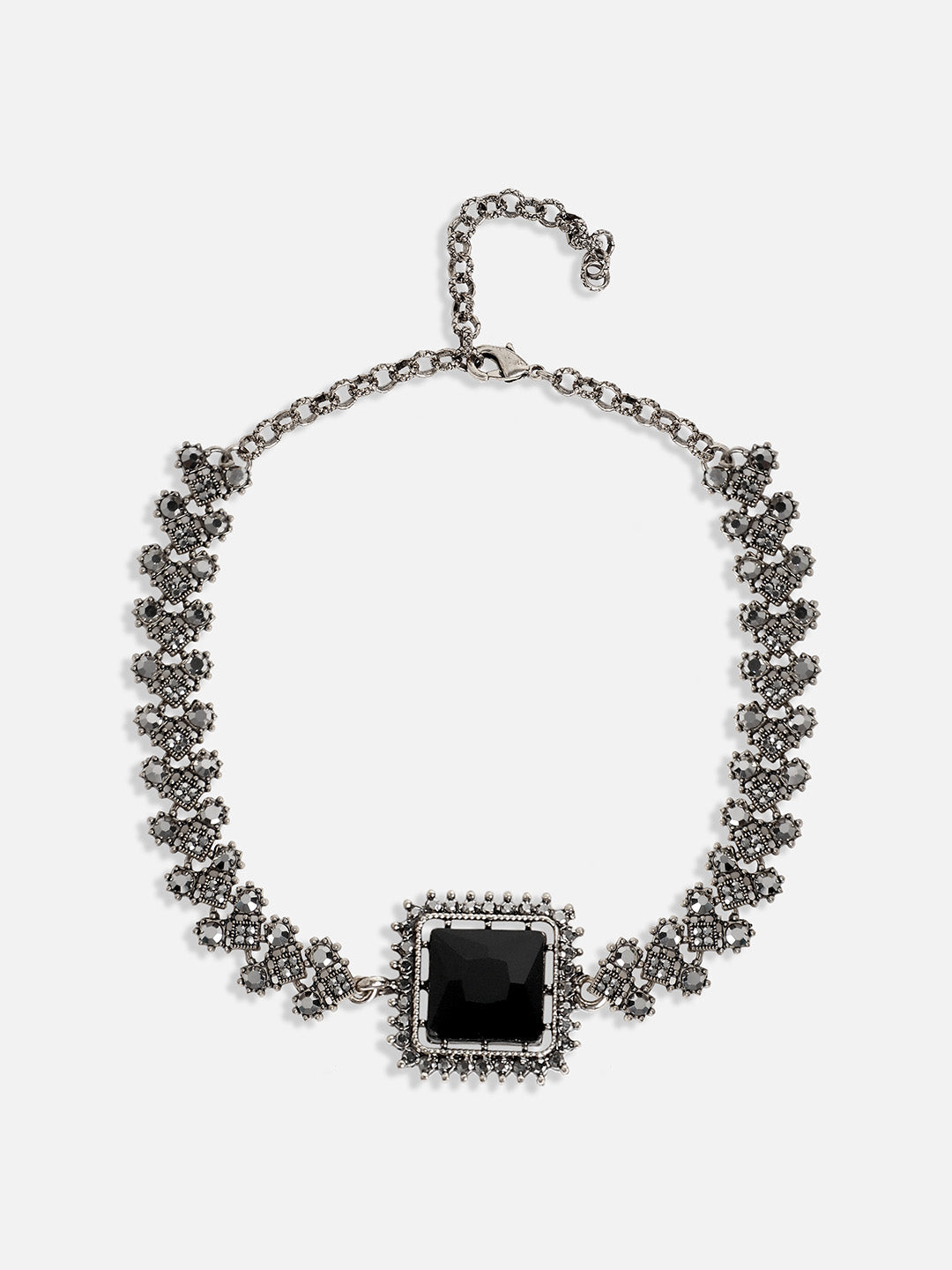 Silver-Plated Stone-Studded Jewellery Set