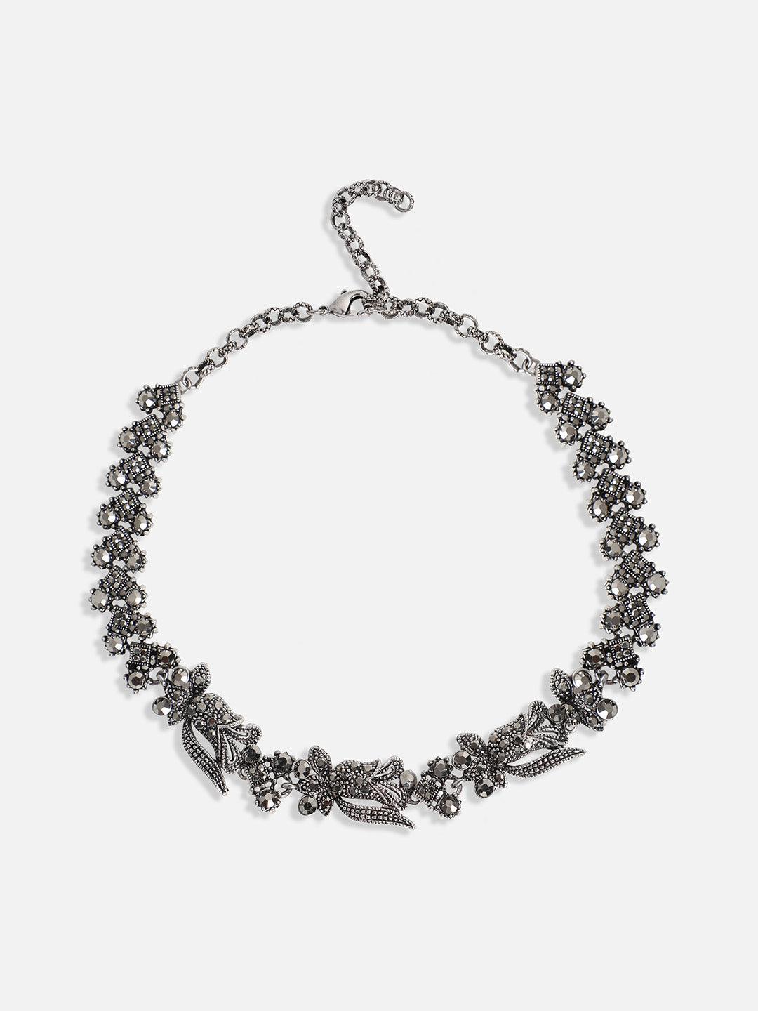 Silver-Plated Crystal-Studded Jewellery Set