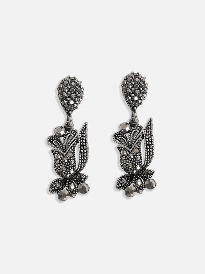Silver-Plated Crystal-Studded Jewellery Set