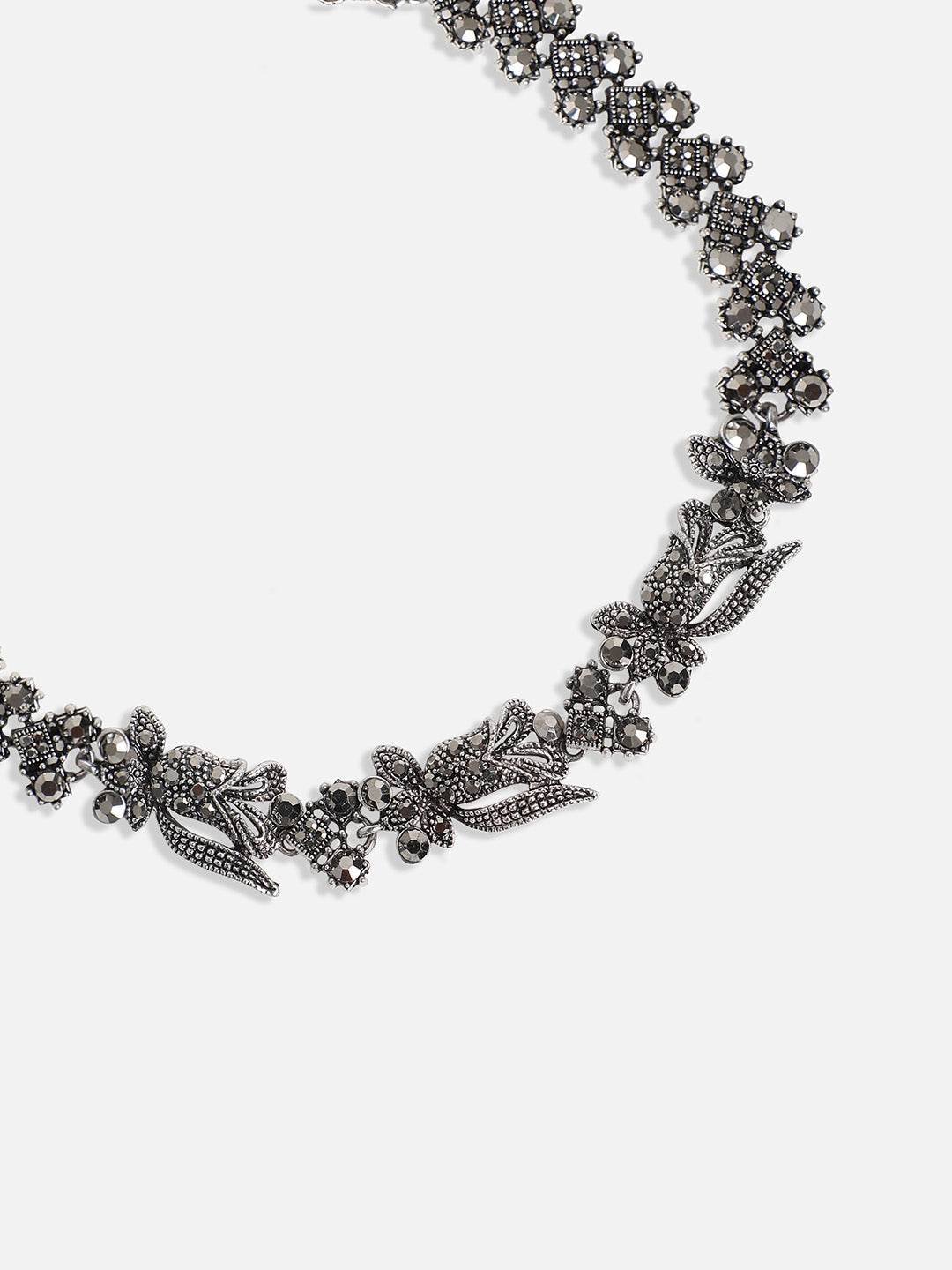 Silver-Plated Crystal-Studded Jewellery Set