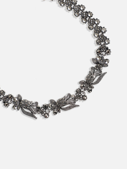 Silver-Plated Crystal-Studded Jewellery Set
