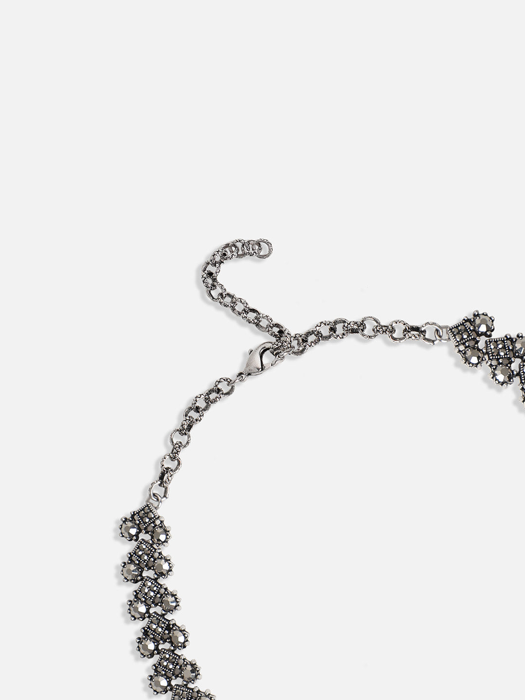 Silver-Plated Crystal-Studded Jewellery Set