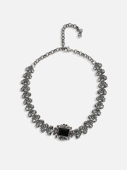 Silver-Plated Crystals Studded Necklace Earrings