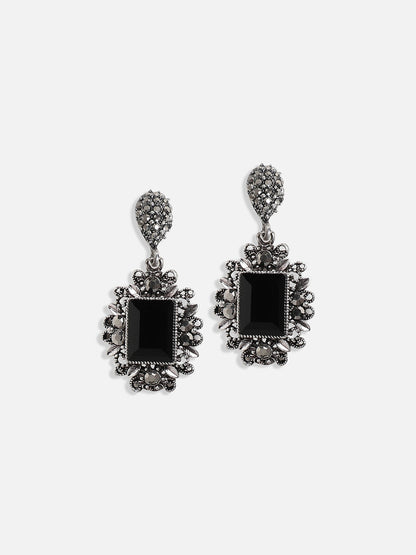 Silver-Plated Crystals Studded Necklace Earrings