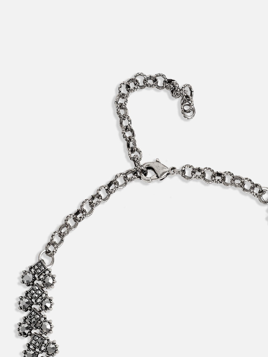 Silver-Plated Crystals Studded Necklace Earrings