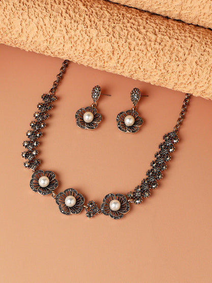 Gold-Plated Crystal-Studded Jewellery Set