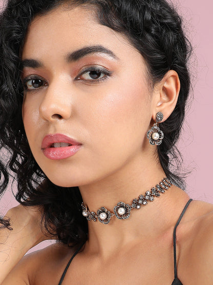 Gold-Plated Crystal-Studded Jewellery Set