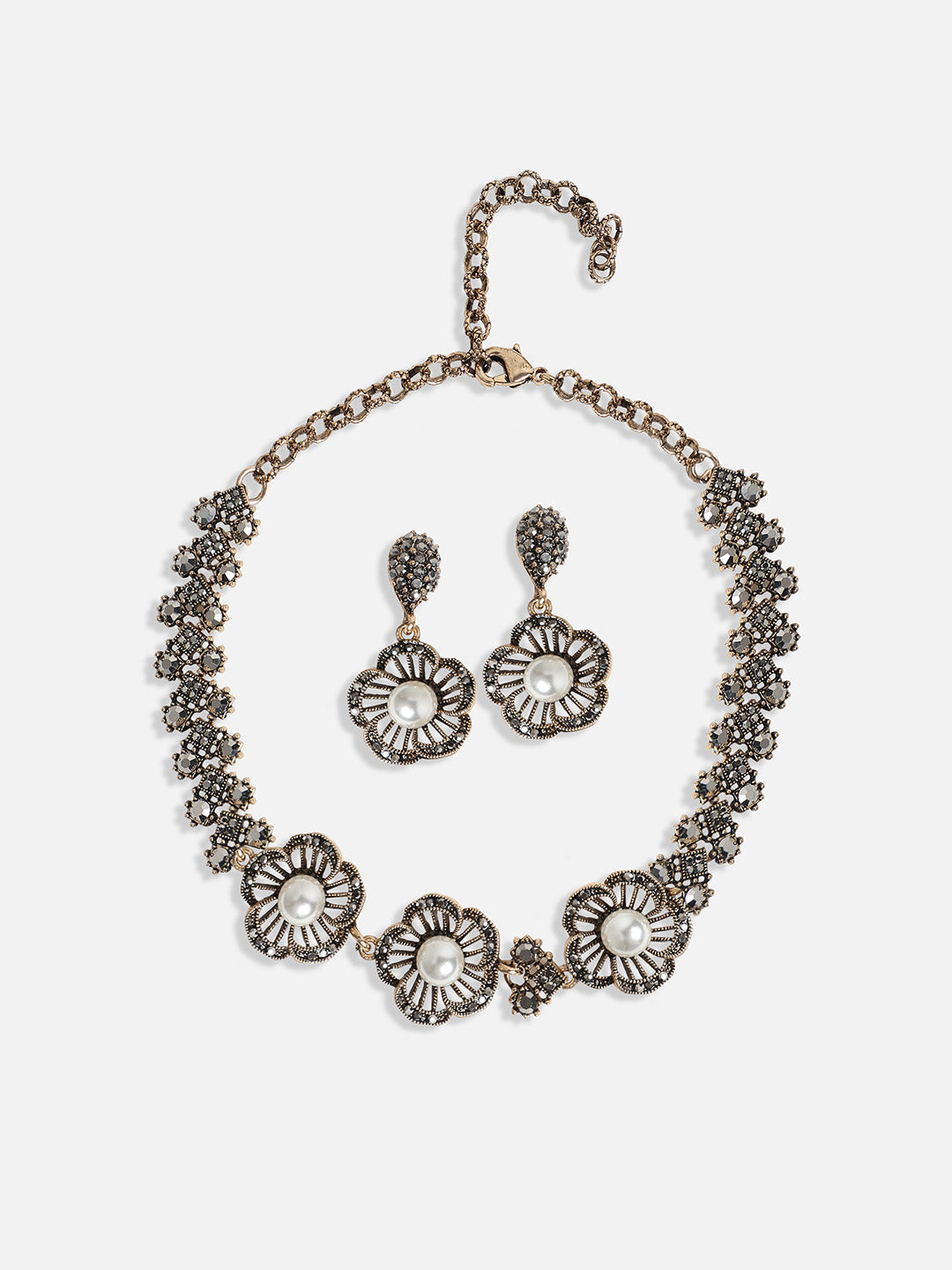 Gold-Plated Crystal-Studded Jewellery Set