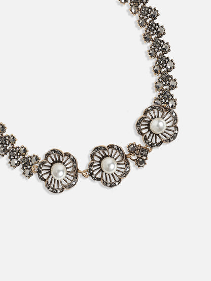 Gold-Plated Crystal-Studded Jewellery Set