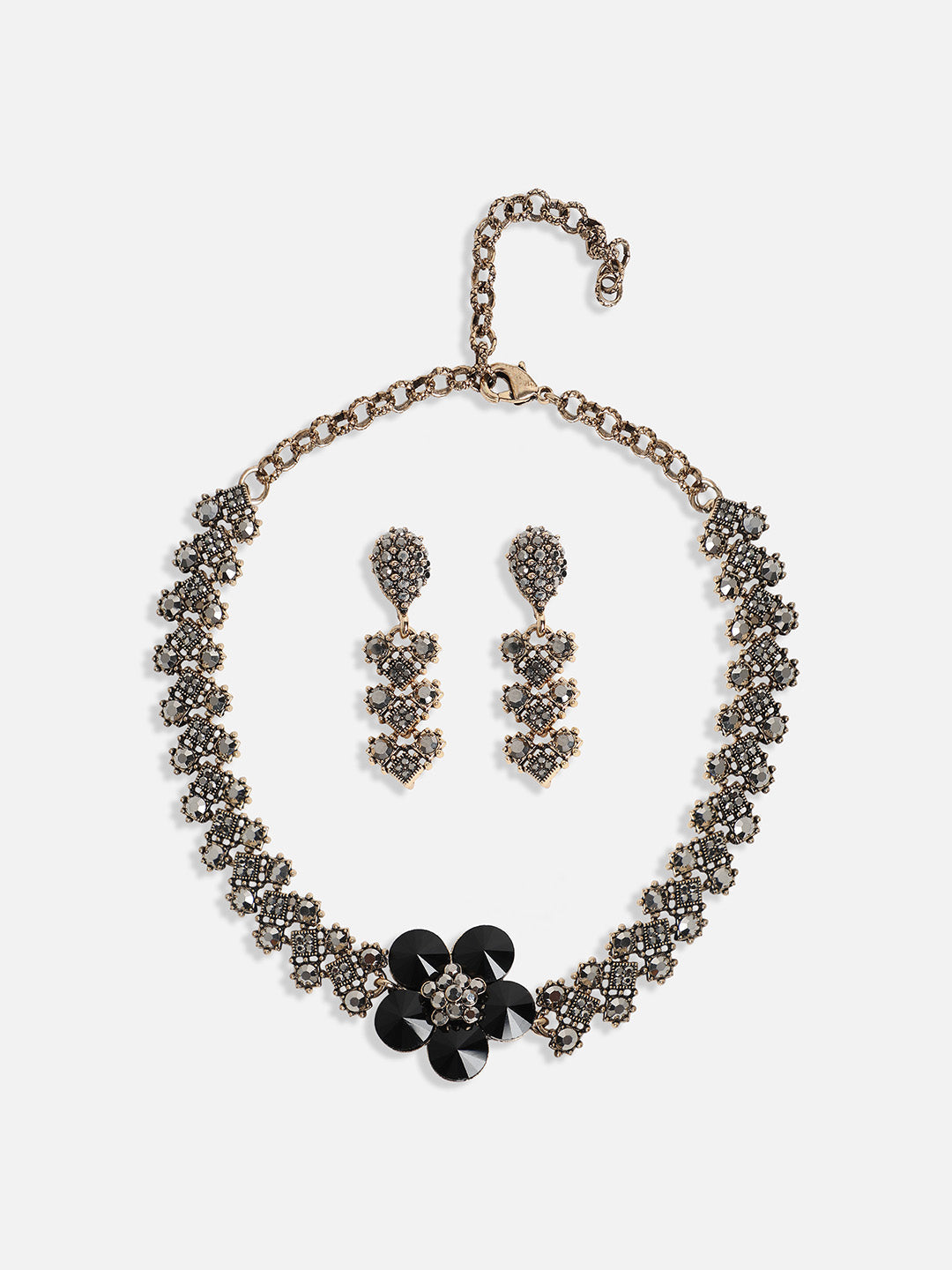 Gold-Plated Crystal-Studded Jewellery Set