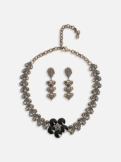 Gold-Plated Crystal-Studded Jewellery Set