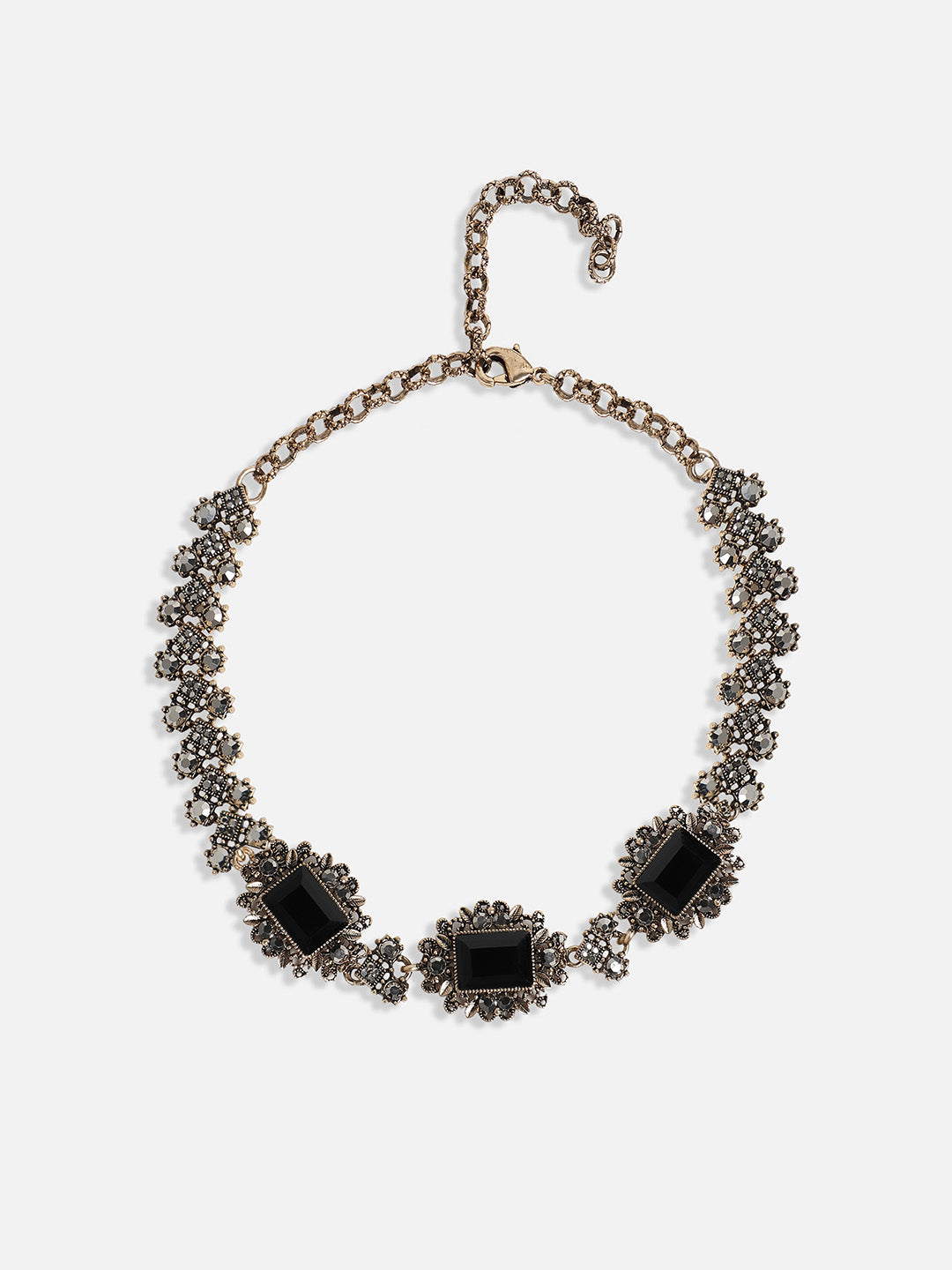 Gold-Plated Crystals Studded Necklace Earrings