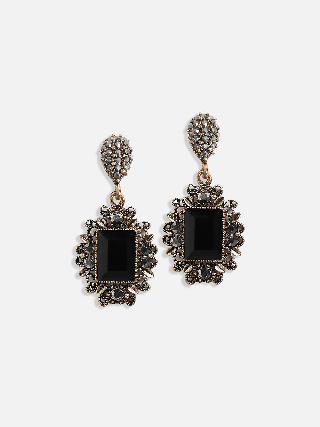 Gold-Plated Crystals Studded Necklace Earrings