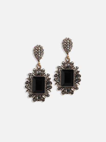 Gold-Plated Crystals Studded Necklace Earrings